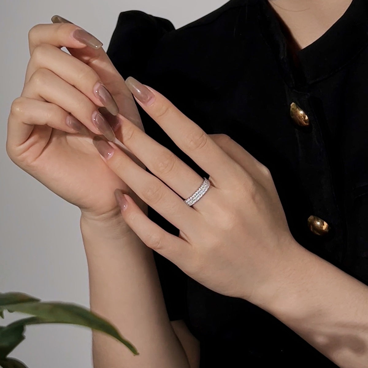 [Clover Jewelery]Dainty Round Cut Tennis Ring