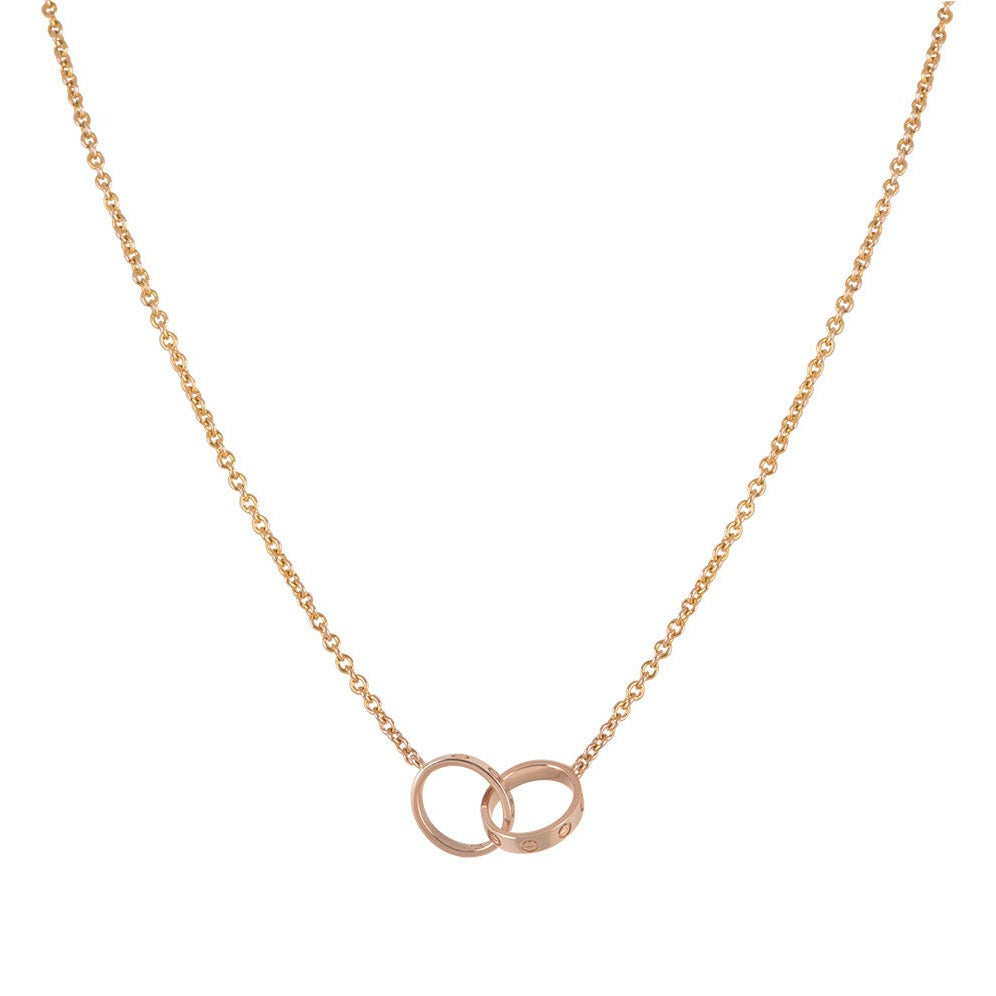 [Clover Jewelery]LOVE NECKLACE DOUBLE RING PINK GOLD
