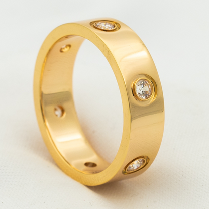 [Clover Jewelery]LOVE RING 5.5MM 6 DIAMONDS PINK GOLD