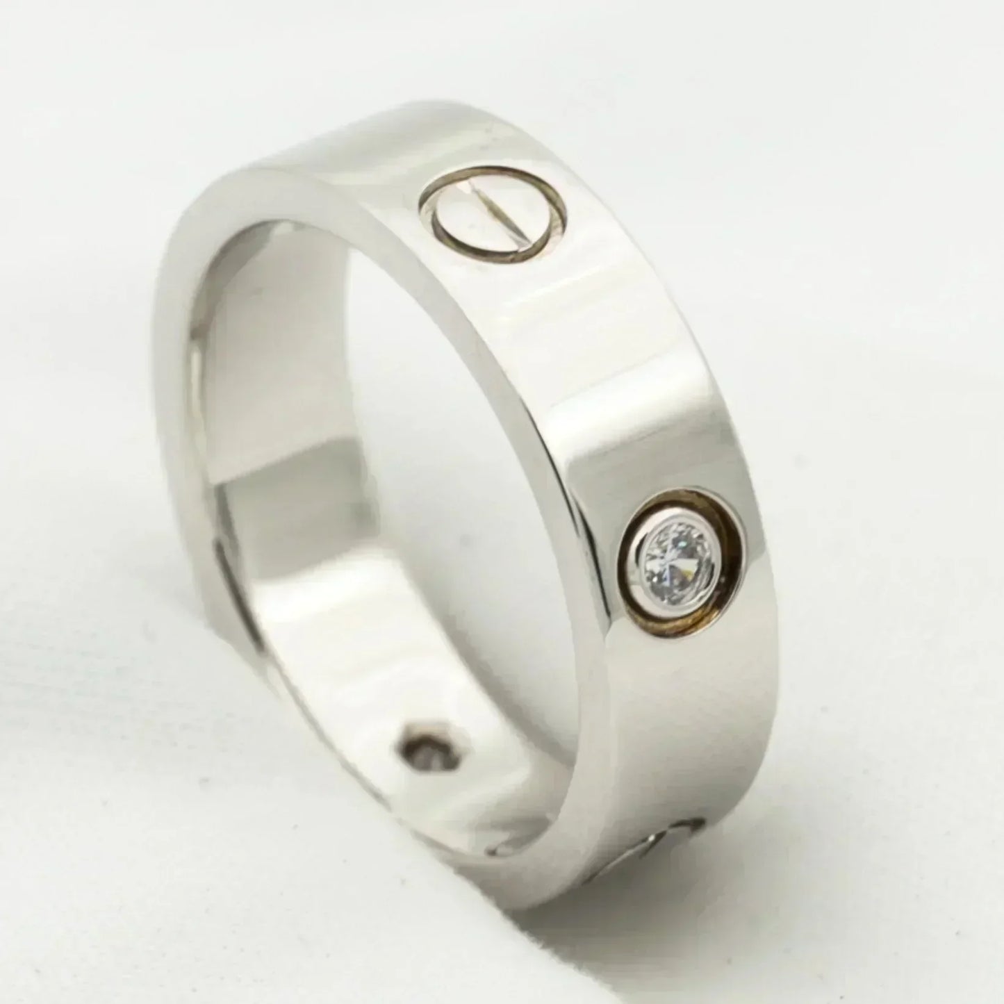 [Clover Jewelery]LOVE RING 5.5MM 3 DIAMONDS SILVER