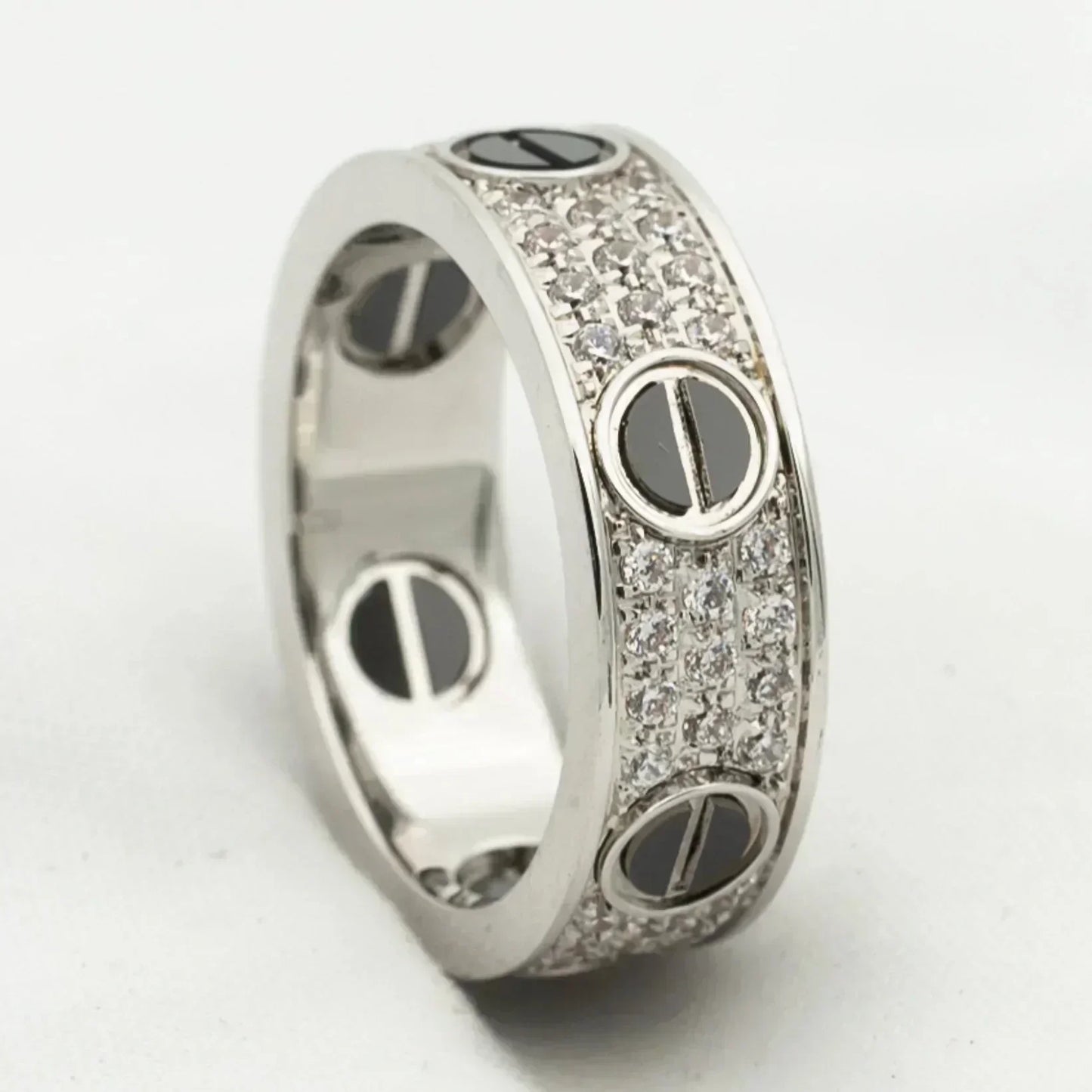 [Clover Jewelery]LOVE RING 5.5MM DIAMONDS PAVED CERAMIC