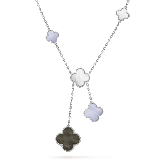 [Clover Jewelery]CLOVER MOP CHALCEDONY NECKLACE SILVER 6 MOTIF