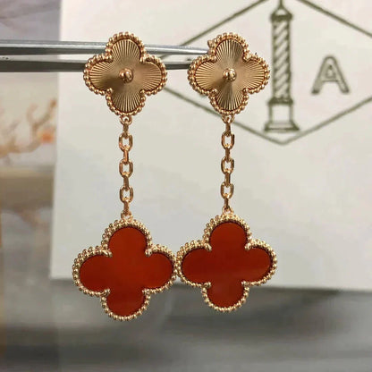 [Clover Jewelery]CLOVER 2 MOTIF  LASER CARNELIAN EARRINGS