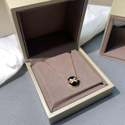 [Clover Jewelery]JEUX DE PINK GOLD DIAMOND NECKLACE