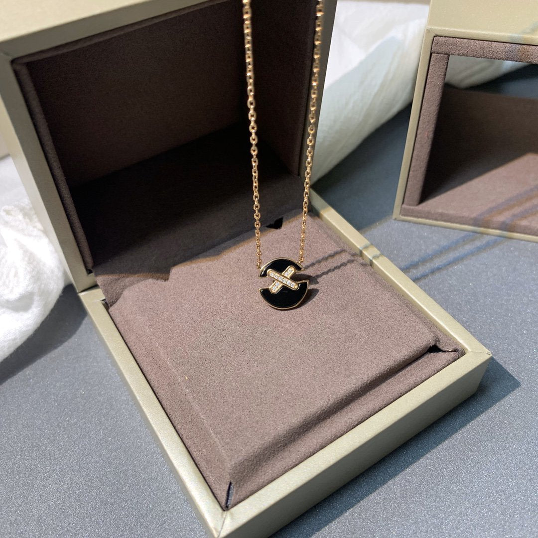 [Clover Jewelery]JEUX DE PINK GOLD DIAMOND NECKLACE