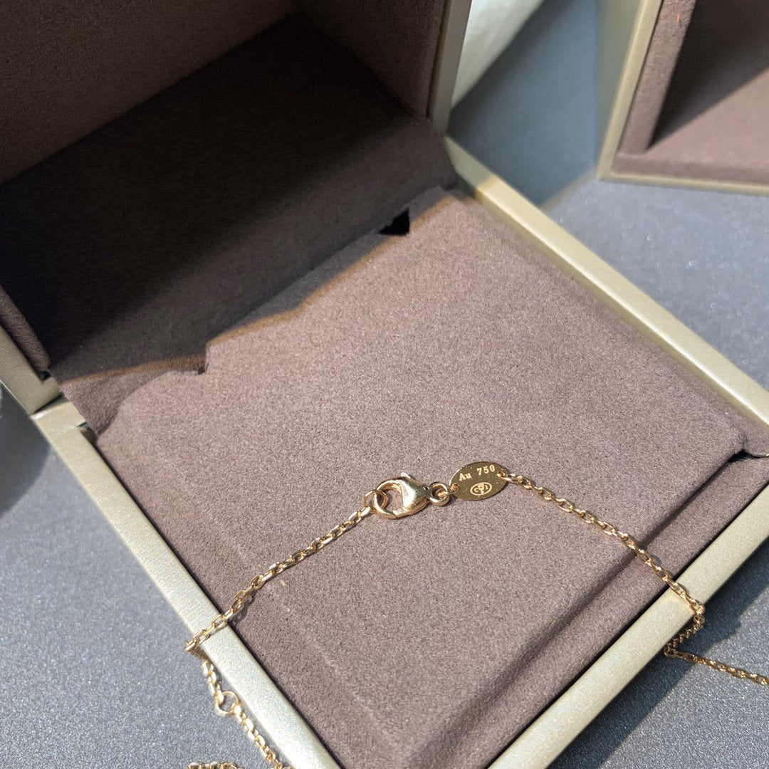 [Clover Jewelery]JEUX DE PINK GOLD DIAMOND NECKLACE