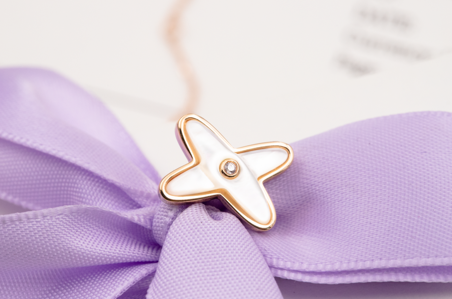 [Clover Jewelery]JEUX DE WHITE MOP ROSE GOLD DIAMOND EARRINGS