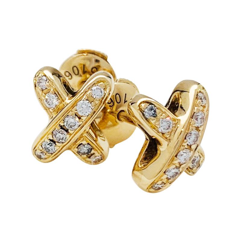 [Clover Jewelery]JEUX DE GOLD DIAMOND EARRINGS