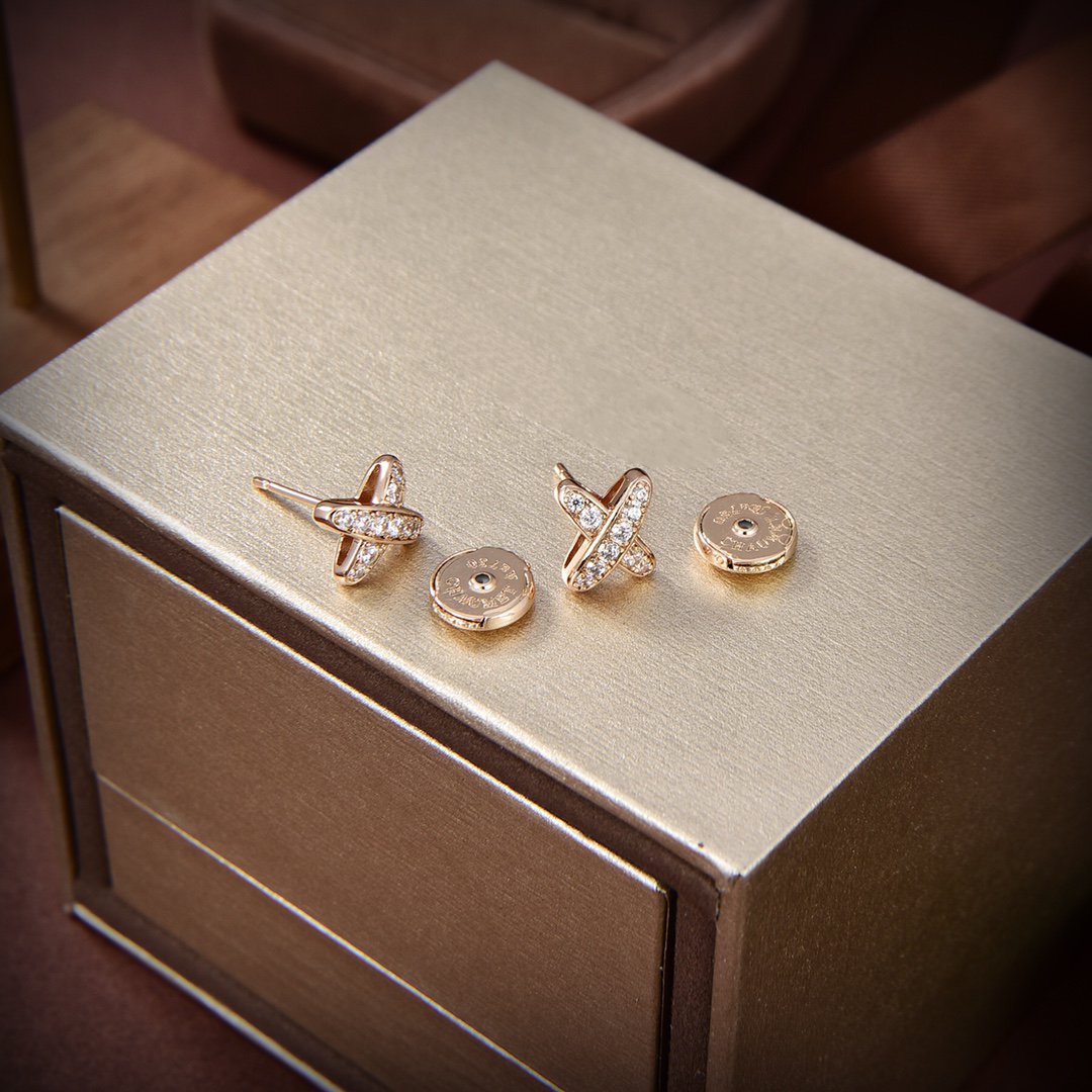 [Clover Jewelery]JEUX DE GOLD DIAMOND EARRINGS
