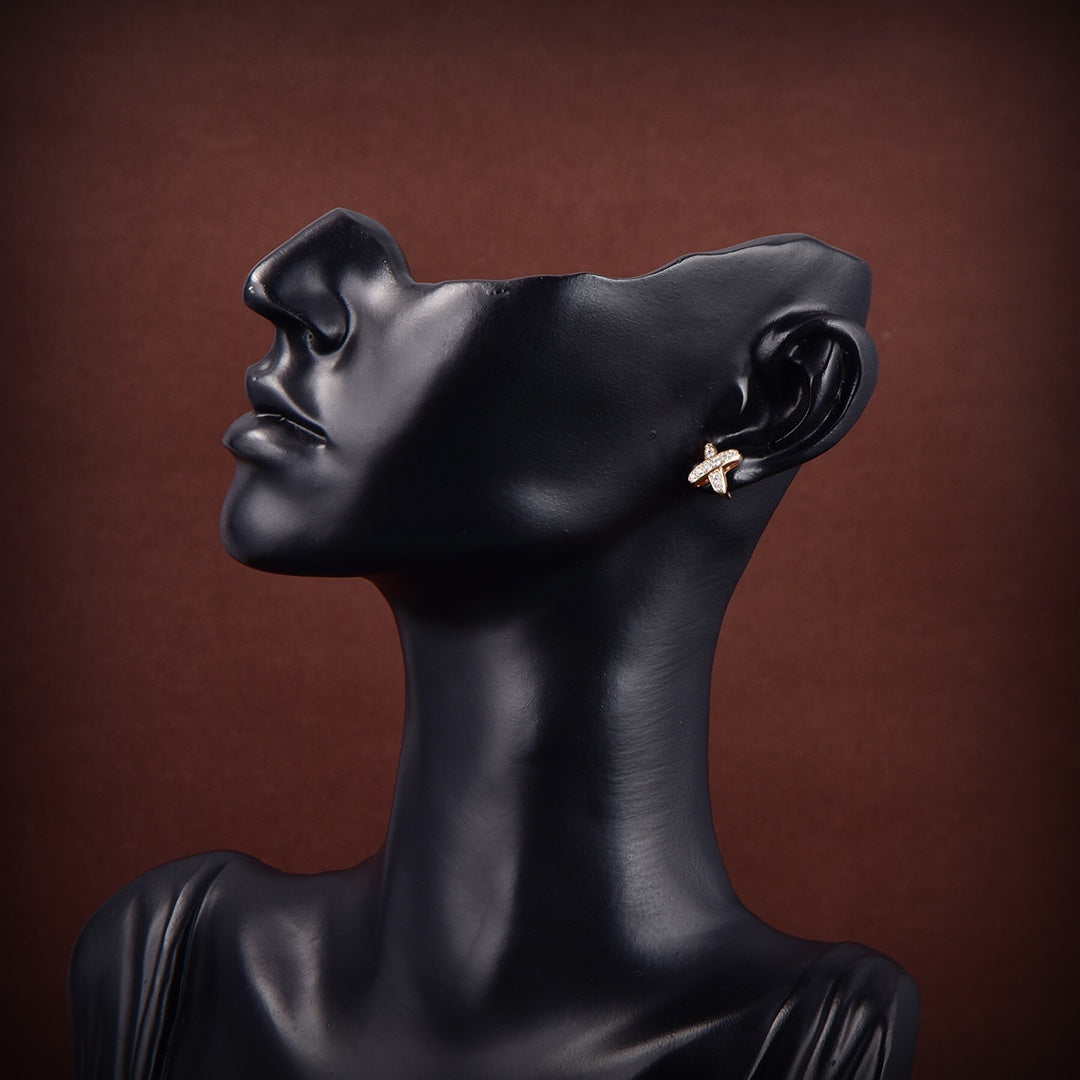 [Clover Jewelery]JEUX DE GOLD DIAMOND EARRINGS