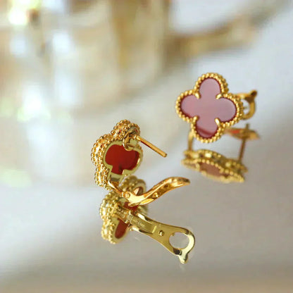 [Clover Jewelery]CLOVER MEDIUM 1 MOTIFS CARNELIAN  EARRINGS