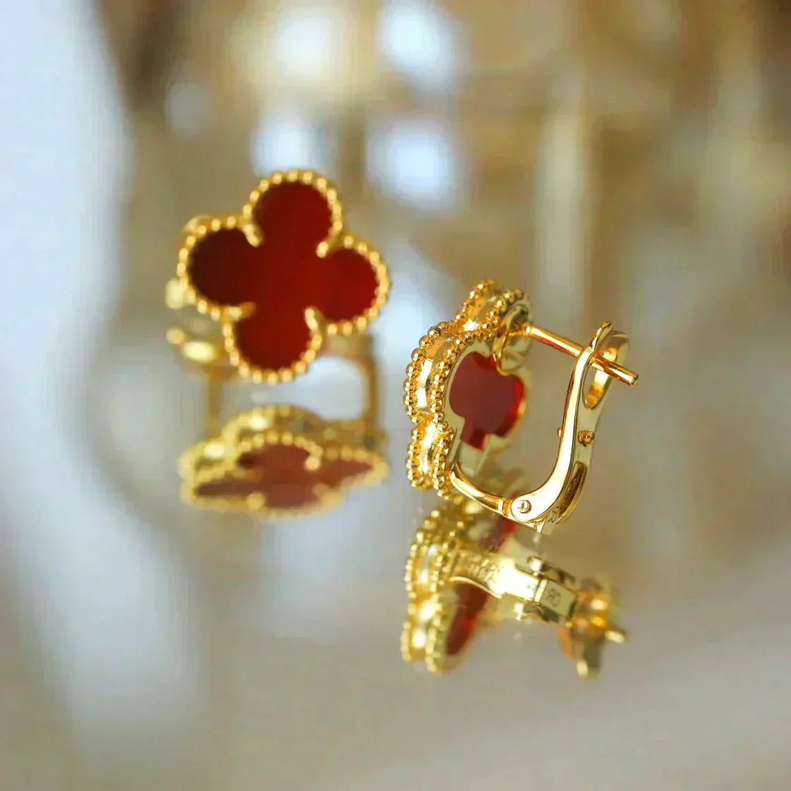 [Clover Jewelery]CLOVER MEDIUM 1 MOTIFS CARNELIAN  EARRINGS