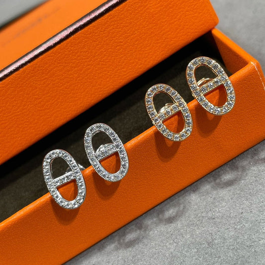 [Clover Jewelery]HM FULL DIAMOND PIG NOSE STUD EARRINGS