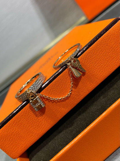[Clover Jewelery]HM KELLY CLOCHETTE DOUBLE RING IN  WITH DIAMONDS