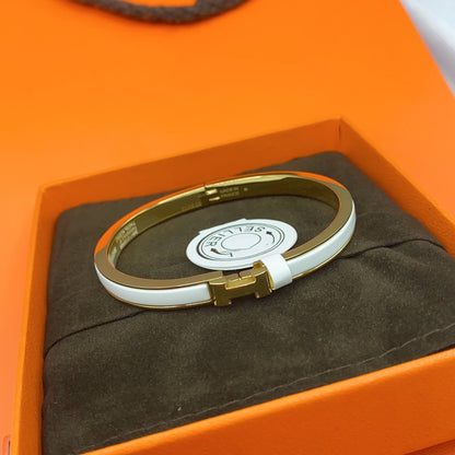 [Clover Jewelery]CLASSIC HM CLIC WHITE 8MM ENAMEL BRACELET