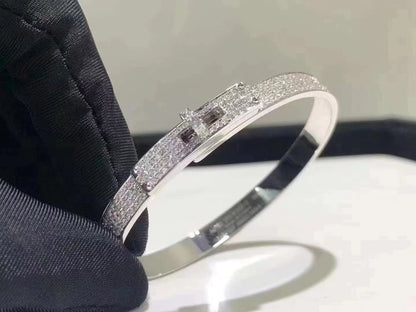 [Clover Jewelery]HM KELLY BRACELET IN SILVER AND FULL PAVE DIAMOND