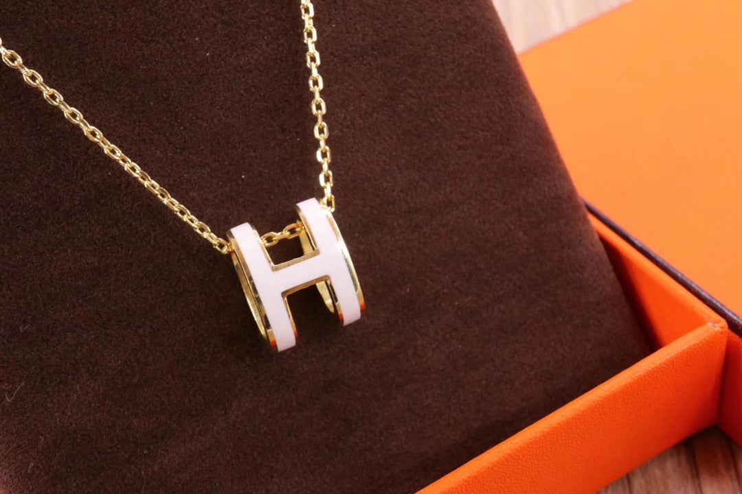 [Clover Jewelery]HM CLIC YELLOW ENAMEL GOLD NECKLACE
