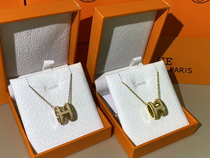 [Clover Jewelery]HM CLIC YELLOW ENAMEL GOLD NECKLACE