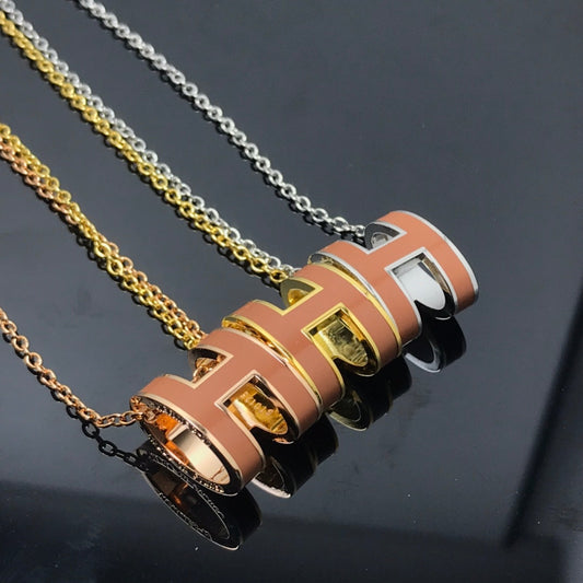 [Clover Jewelery]H NECKLACE BROWN