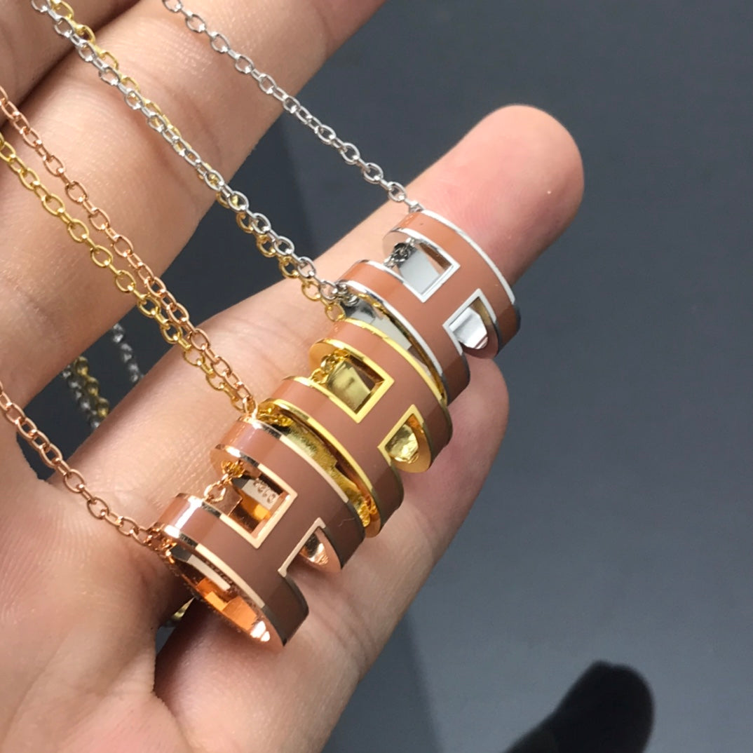 [Clover Jewelery]H NECKLACE BROWN