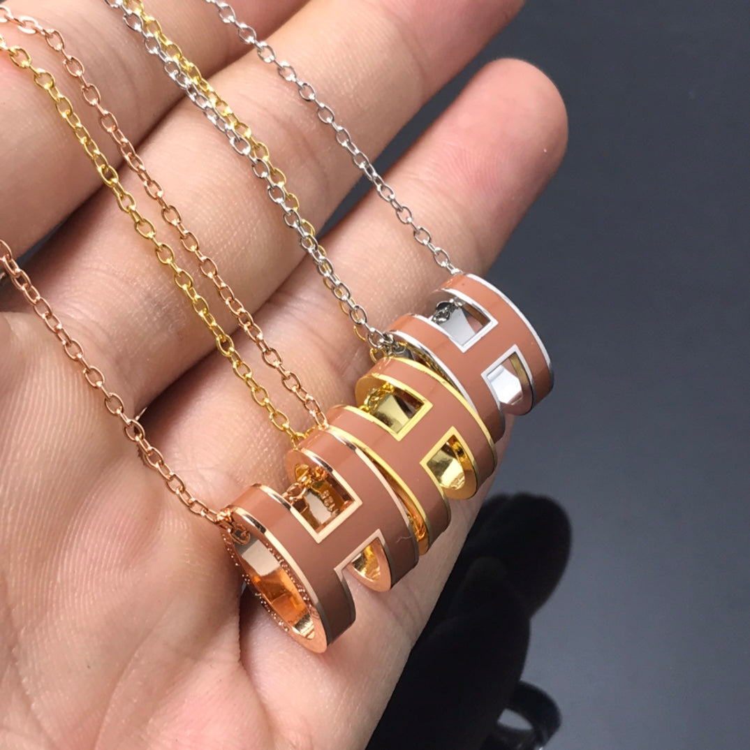 [Clover Jewelery]H NECKLACE BROWN