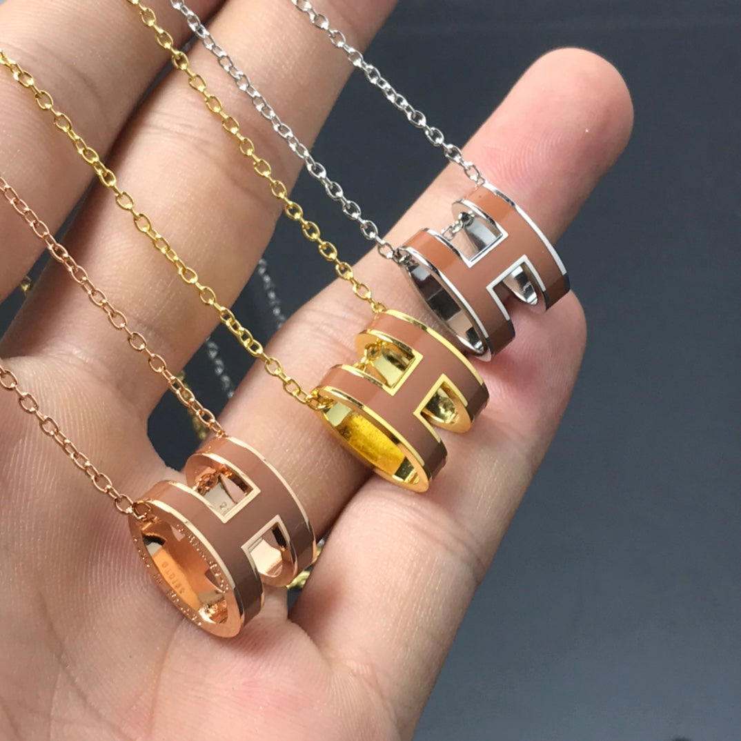 [Clover Jewelery]H NECKLACE BROWN