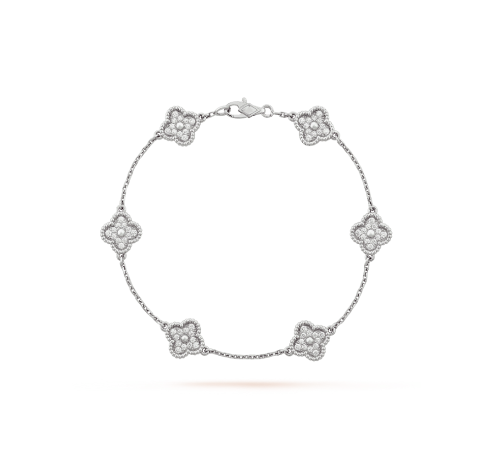 [Clover Jewelery]CLOVER 6 MOTIF SILVER DIAMOND BRACELET