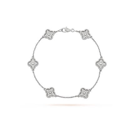 [Clover Jewelery]CLOVER 6 MOTIF SILVER DIAMOND BRACELET