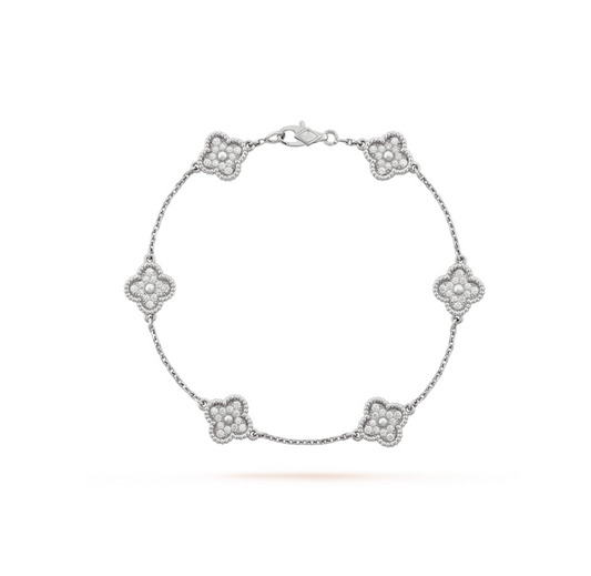 [Clover Jewelery]CLOVER 6 MOTIF SILVER DIAMOND BRACELET