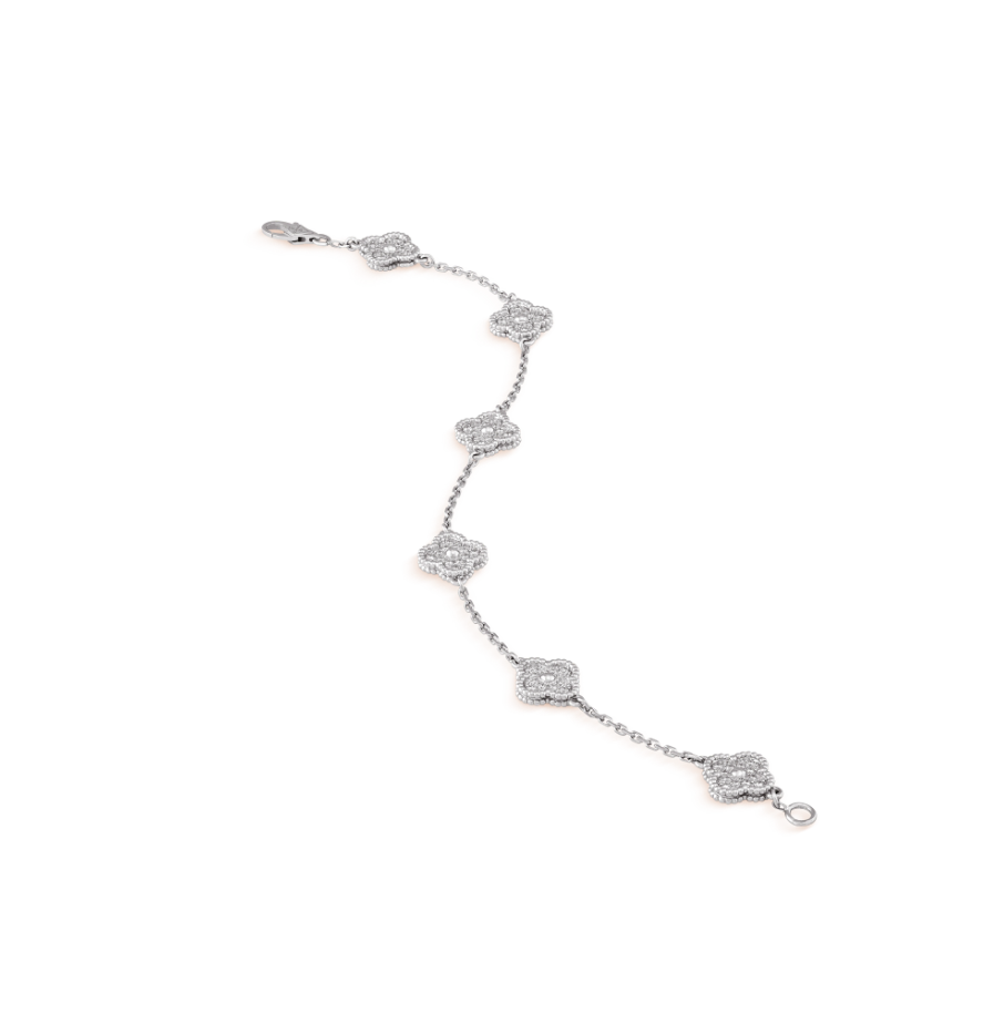 [Clover Jewelery]CLOVER 6 MOTIF SILVER DIAMOND BRACELET