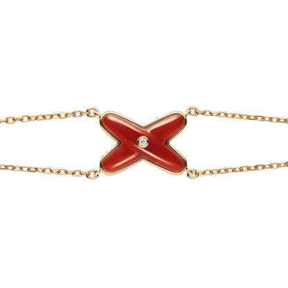 [Clover Jewelery]JEUX BRACELET CARNELIAN PINK GOLD 1 DIAMOND