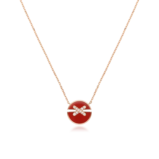 [Clover Jewelery]JEUX DE ROSE GOLD DIAMOND NECKLACE