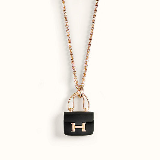 [Clover Jewelery]CONSTANCE BLACK PEDANT PINK GOLD NECKLACE