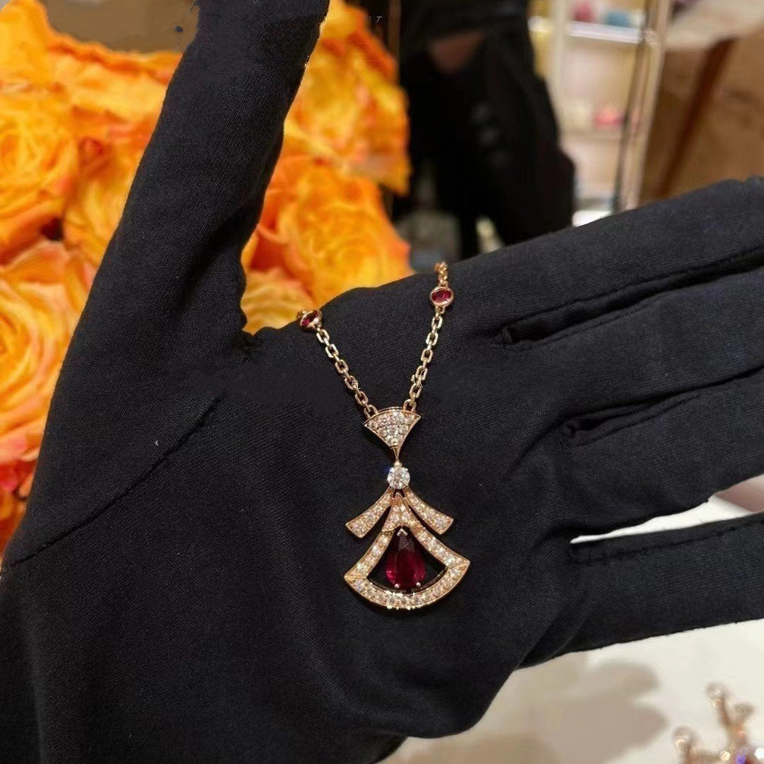 [Clover Jewelery]DREAM NECKLACE CARNELIAN DIAMOND PINK GOLD