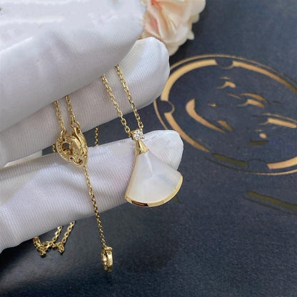 [Clover Jewelery]DREAM NECKLACE WHITE MOP GOLD 1 DIAMOND