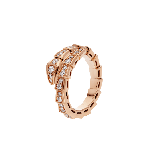 [Clover Jewelery]SERPENTI RING PINK GOLD DIAMOND PAVED 4MM