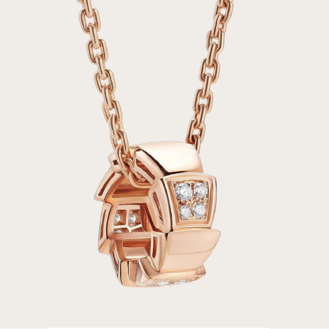 [Clover Jewelery]SERPENTI PEDANT DIAMOND PINK GOLD NECKLACE