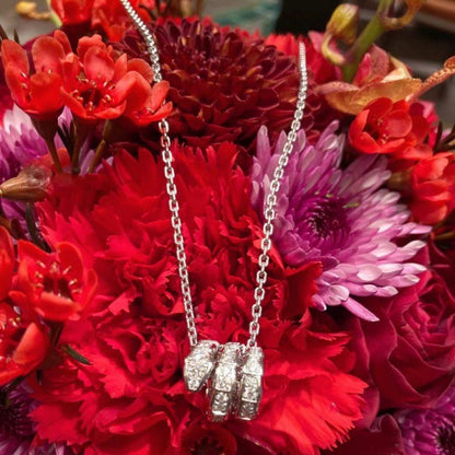 [Clover Jewelery]SERPENTI  NECKLACE DOUBLE RING DIAMOND