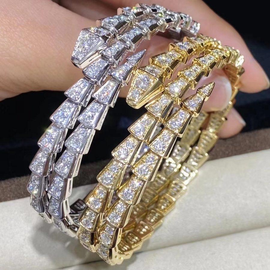 [Clover Jewelery]SERPENTI BRACELET GOLD DIAMOND DOUBLE ROW