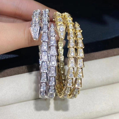 [Clover Jewelery]SERPENTI BRACELET GOLD DIAMOND DOUBLE ROW