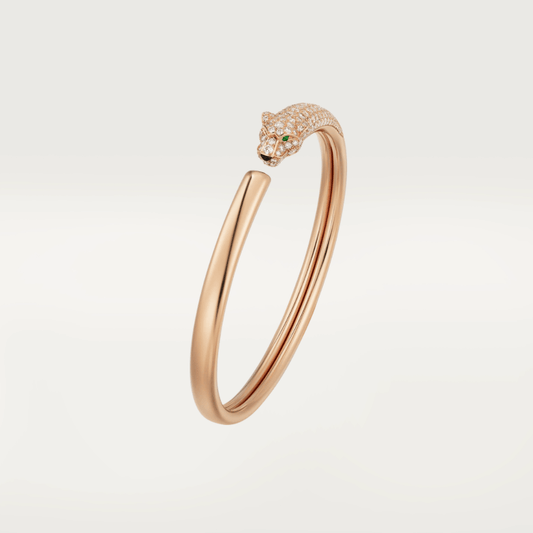 [Clover Jewelery]PANTHERE ROSE GOLD DIAMOND OPEN BRACELET