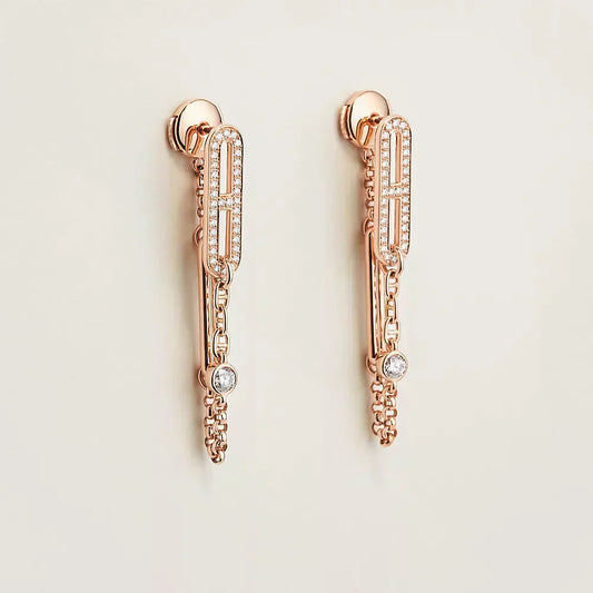 [Clover Jewelery]CHAINE CHAOS DIAMOND DROP EARRINGS