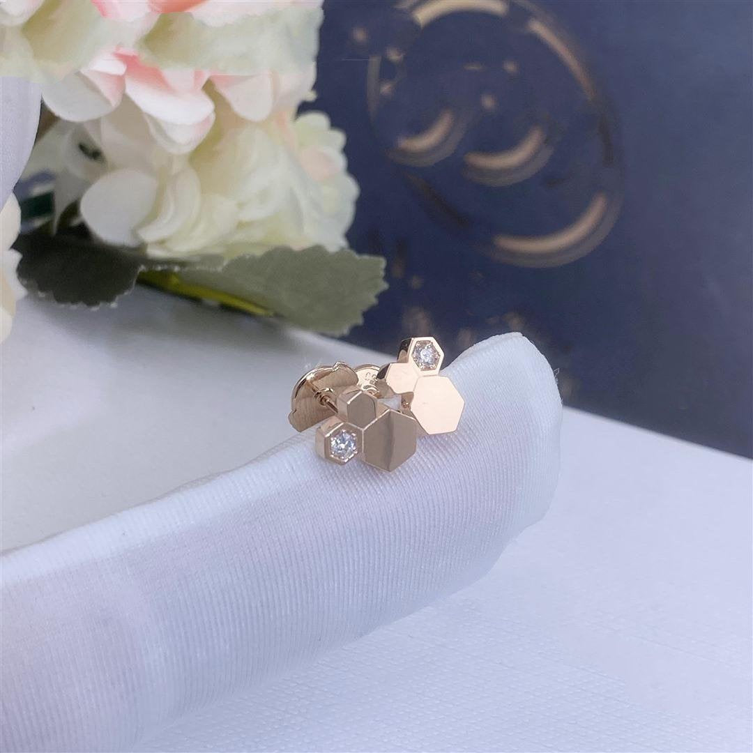 [Clover Jewelery]BEE LOVE PINK GOLD DIAMOND EARRINGS