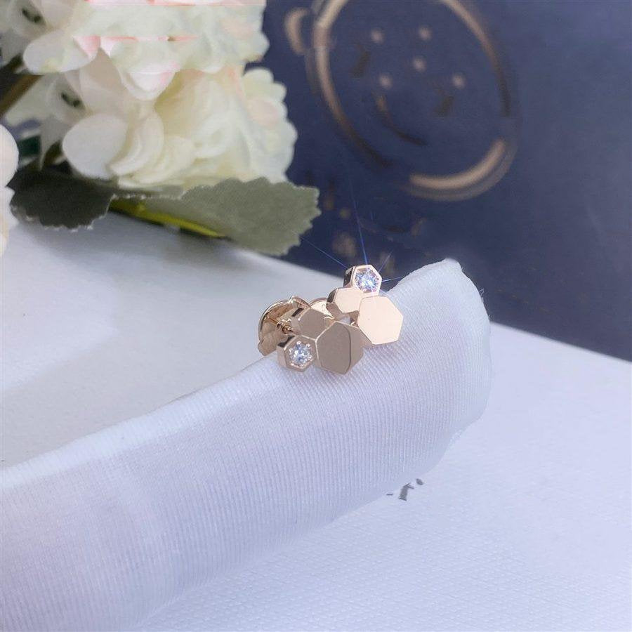 [Clover Jewelery]BEE LOVE PINK GOLD DIAMOND EARRINGS