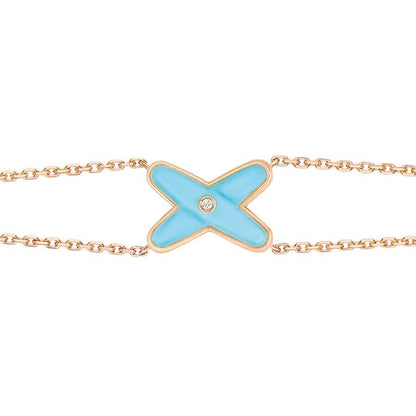 [Clover Jewelery]JEUX BRACELET TURQUOISE PINK GOLD 1 DIAMOND