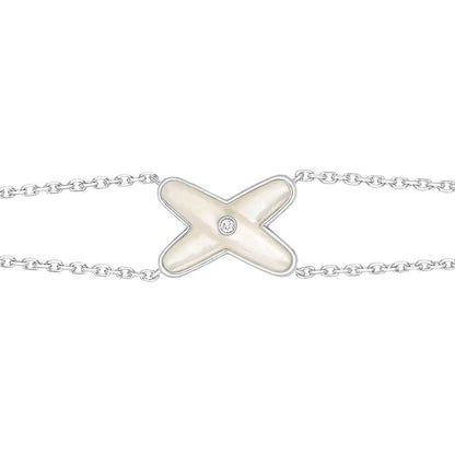 [Clover Jewelery]JEUX BRACELET WHITE MOP SILVER 1 DIAMOND