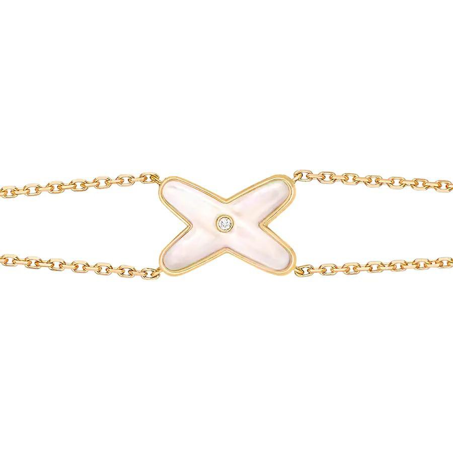 [Clover Jewelery]JEUX BRACELET WHITE MOP GOLD 1 DIAMOND