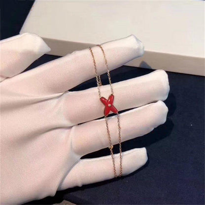 [Clover Jewelery]JEUX BRACELET CARNELIAN PINK GOLD 1 DIAMOND