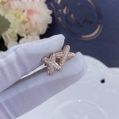 [Clover Jewelery]JEUX DE PINK GOLD DIAMOND EARRINGS