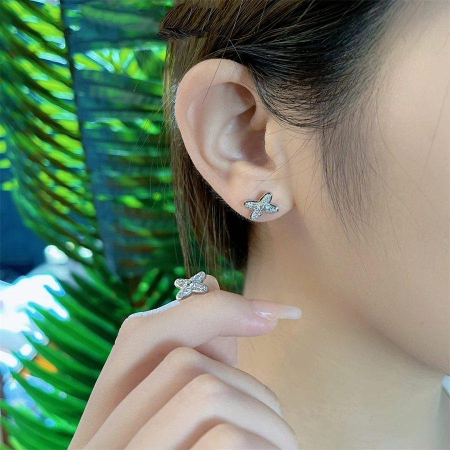 [Clover Jewelery]JEUX DE SILVER DIAMOND EARRINGS
